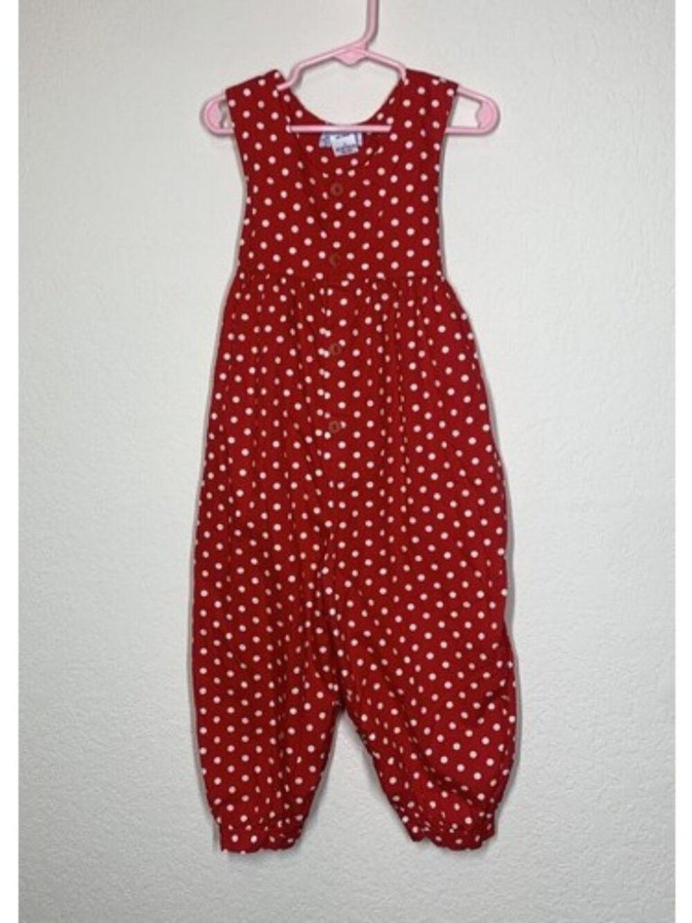 Vintage Jumper Patsy Aiken Girls Size 4 Red w/ White Polka Dots USA